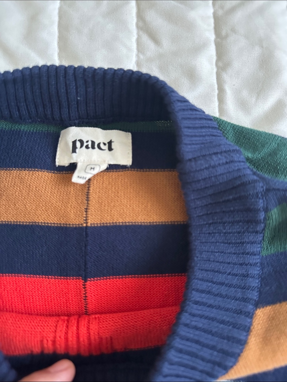 Pact Navy Multicolor Striped Crewneck Sweater - Picture 4 of 5